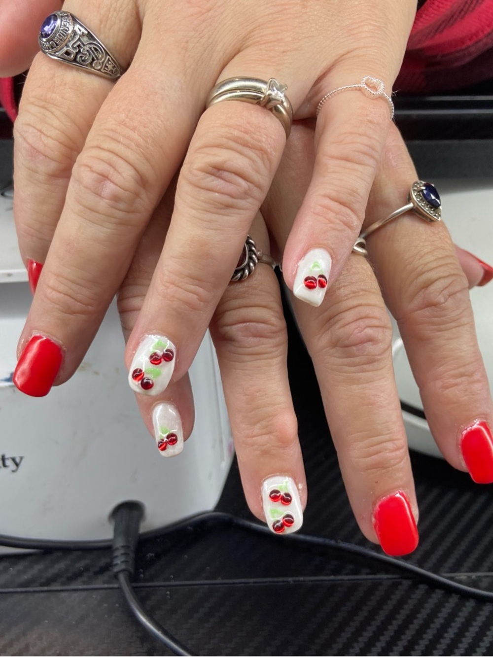 Red and White Cherry Nail Art Set